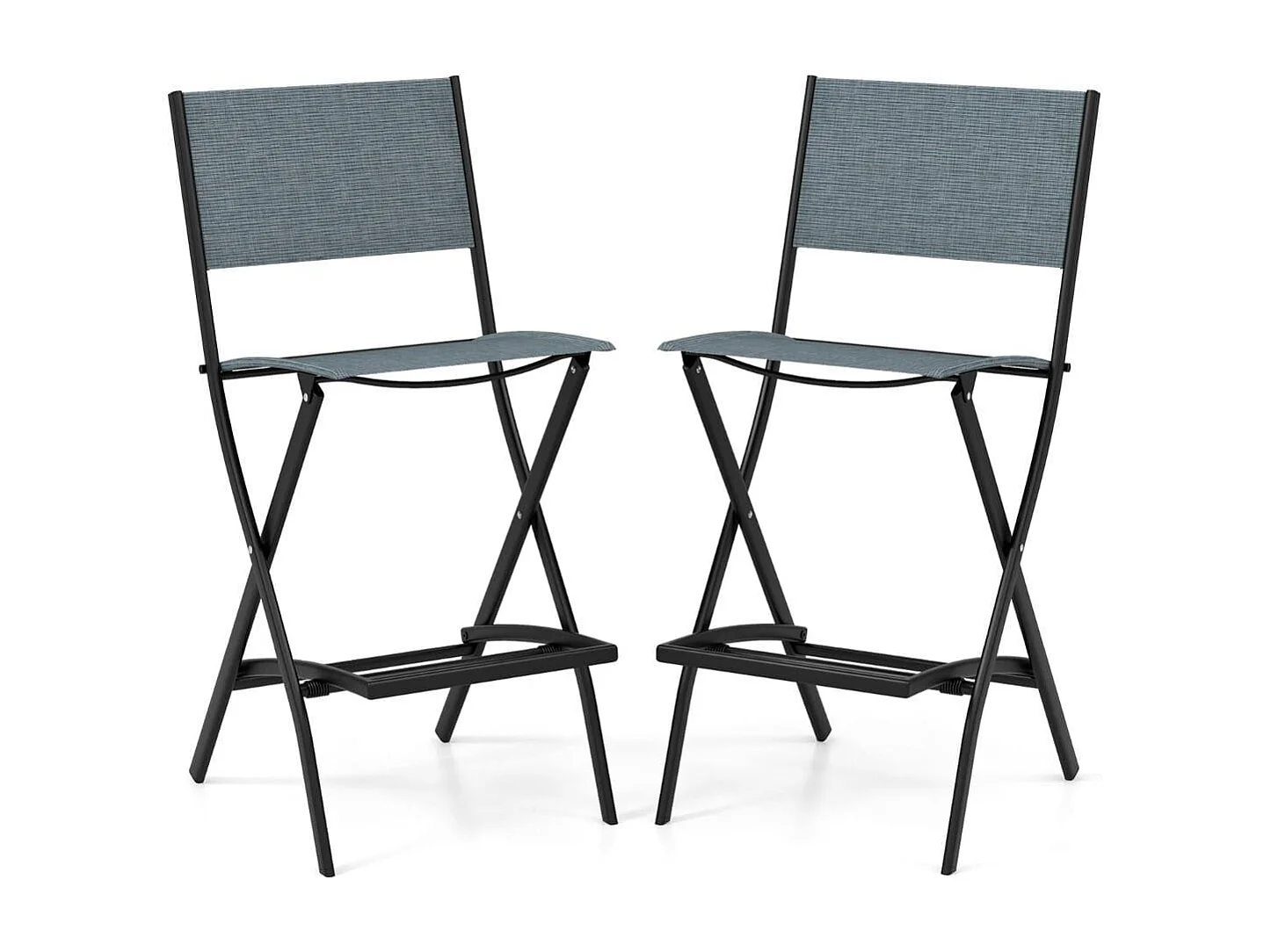 2er Set Outdoor Barhocker klappbare Barstühle mit Rückenlehne und Fußstütze Blau