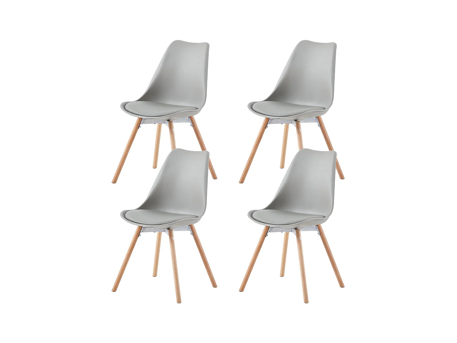 Lot de 4 Chaises de Salle à Manger en PP avec Pieds en Hêtre-Girs