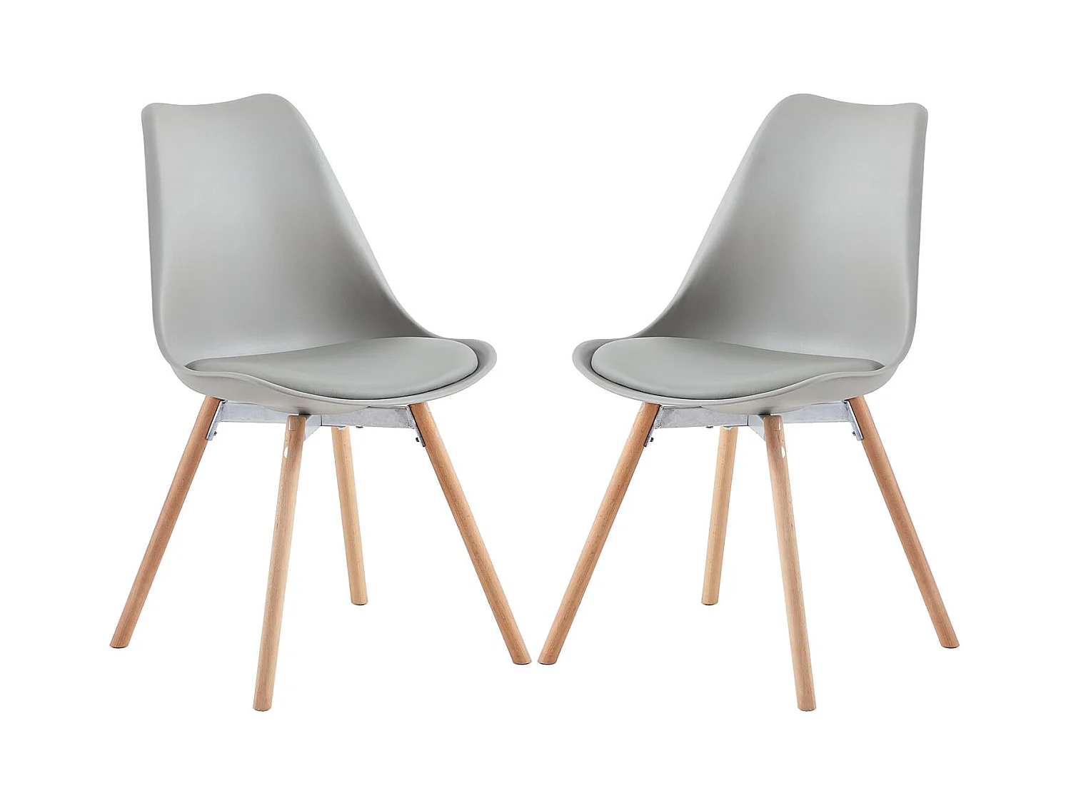 Lot de 2 Chaises de Salle à Manger en PP avec Pieds en Hêtre-Gris