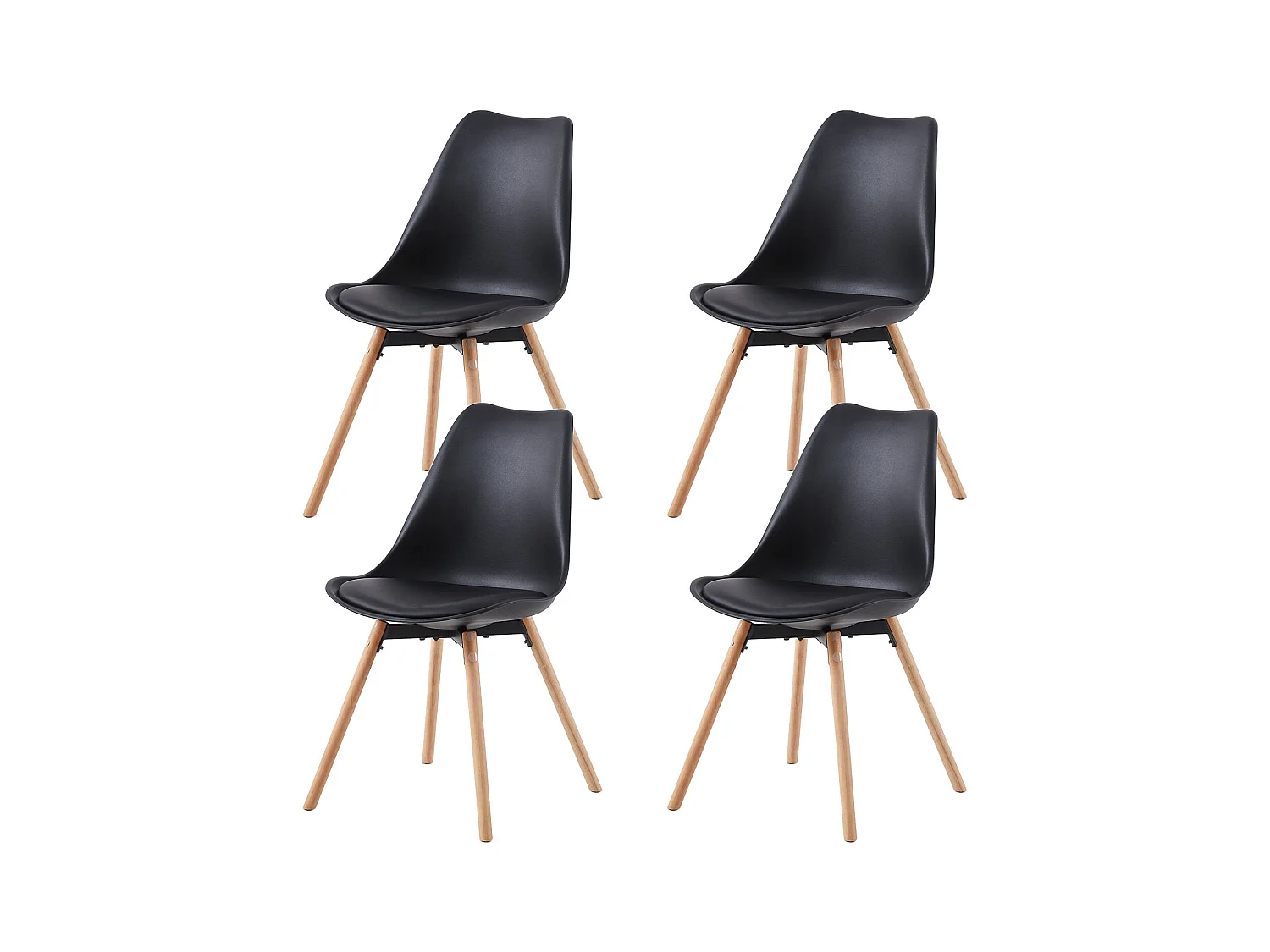 Lot de 4 Chaises de Salle à Manger en PP avec Pieds en Hêtre-Noir