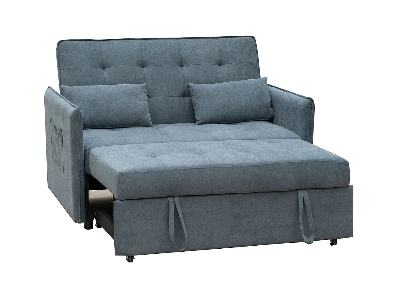 Canapé-lit, canapé de salon avec accoudoirs en tissu coloris gris - Longueur 135 x profondeur 87 x hauteur 96 cm