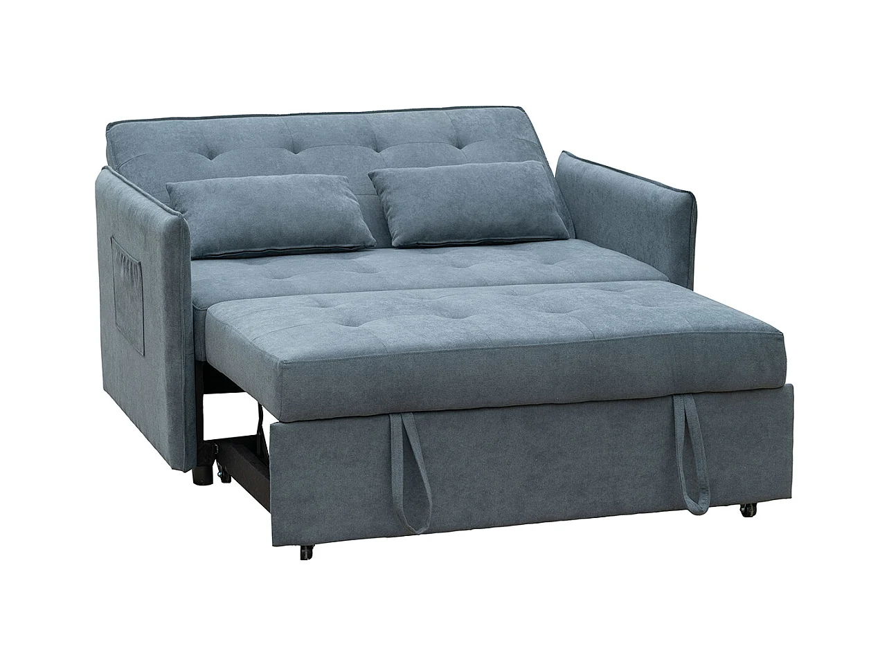 Canapé-lit, canapé de salon avec accoudoirs en tissu coloris gris - Longueur 135 x profondeur 87 x hauteur 96 cm