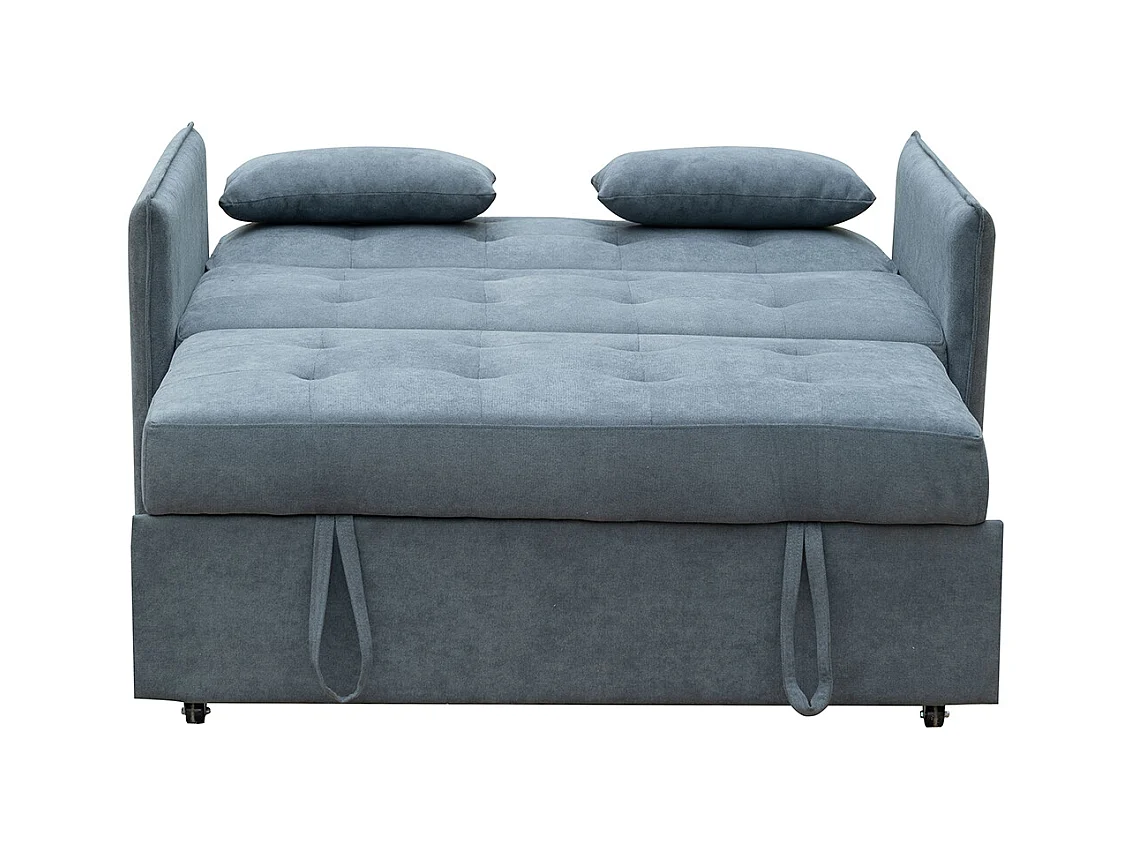 Canapé-lit, canapé de salon avec accoudoirs en tissu coloris gris - Longueur 135 x profondeur 87 x hauteur 96 cm