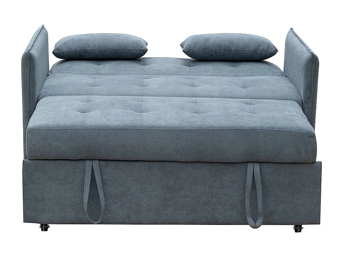 Canapé-lit, canapé de salon avec accoudoirs en tissu coloris gris - Longueur 135 x profondeur 87 x hauteur 96 cm