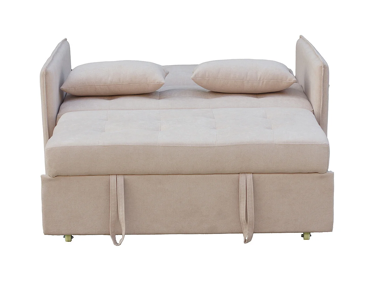 Canapé-lit, canapé de salon avec accoudoirs en tissu coloris beige - Longueur 135 x profondeur 87 x hauteur 96 cm