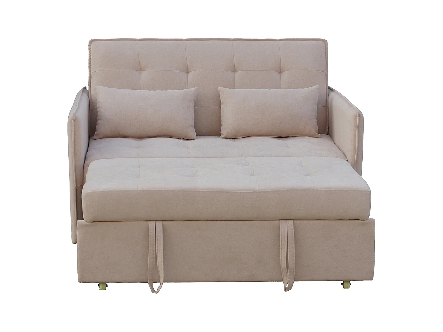 Canapé-lit, canapé de salon avec accoudoirs en tissu coloris beige - Longueur 135 x profondeur 87 x hauteur 96 cm
