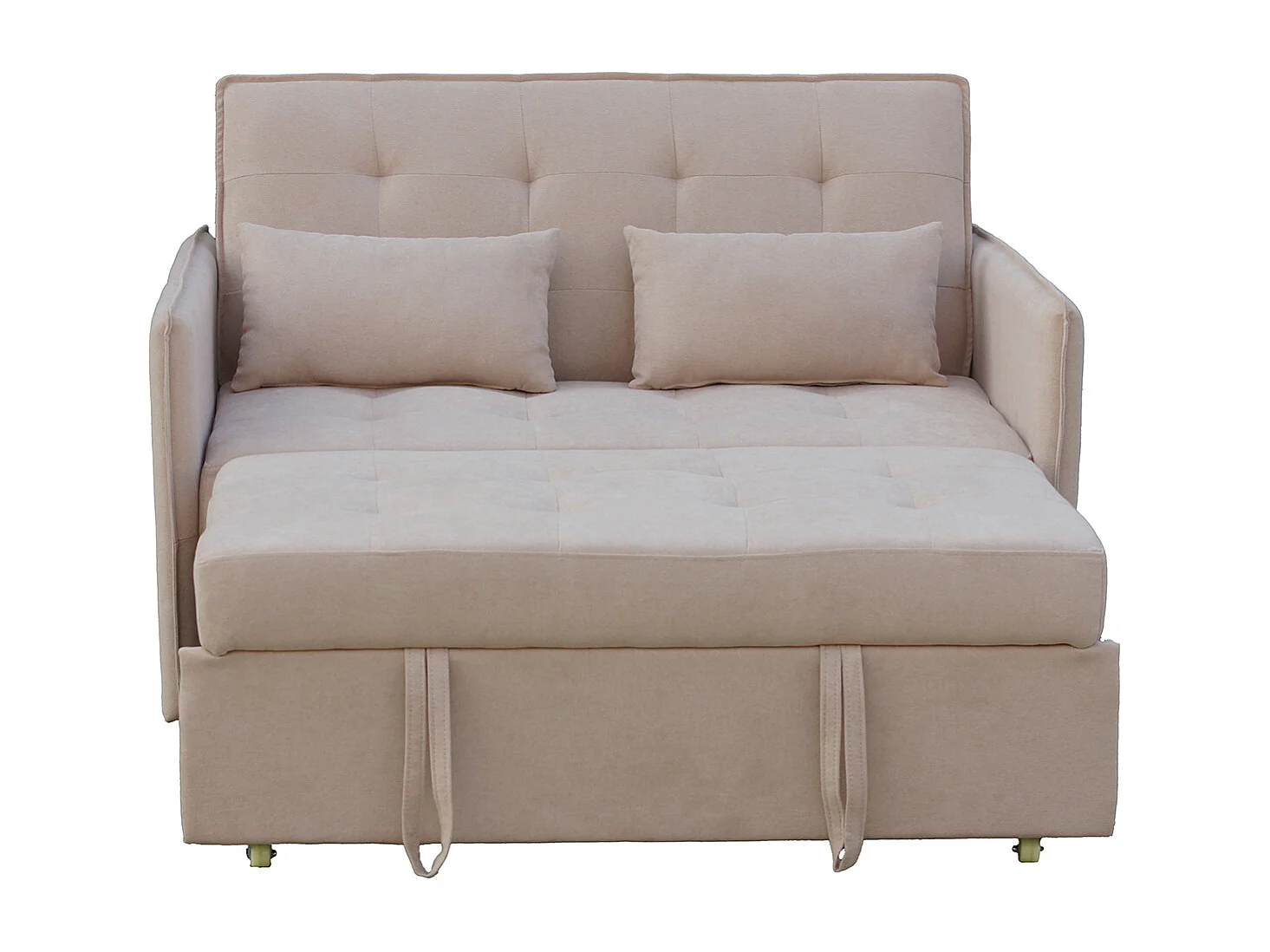 Canapé-lit, canapé de salon avec accoudoirs en tissu coloris beige - Longueur 135 x profondeur 87 x hauteur 96 cm