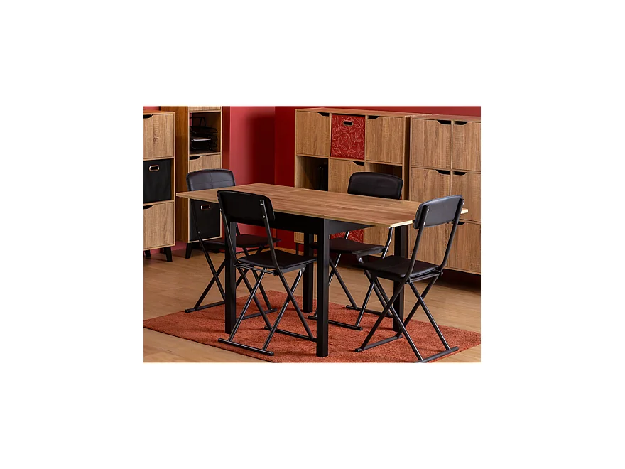 Table à manger extensible à rabat 2 à 6 places - Longueur 80-152 x Largeur 80 x hauteur 75 cm