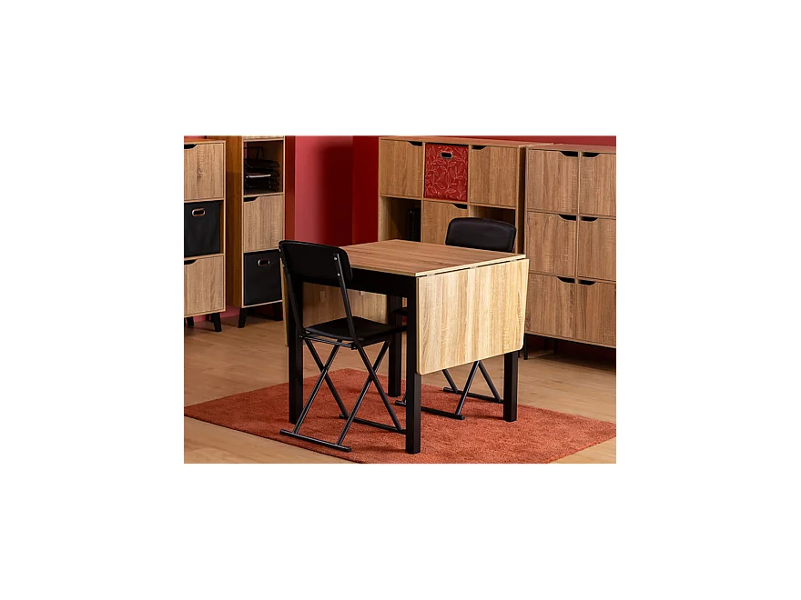 Table à manger extensible à rabat 2 à 6 places - Longueur 80-152 x Largeur 80 x hauteur 75 cm