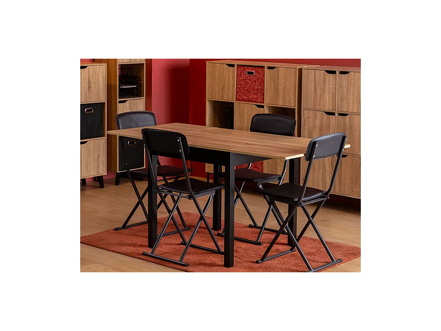 Table à manger extensible à rabat 2 à 6 places - Longueur 80-152 x Largeur 80 x hauteur 75 cm