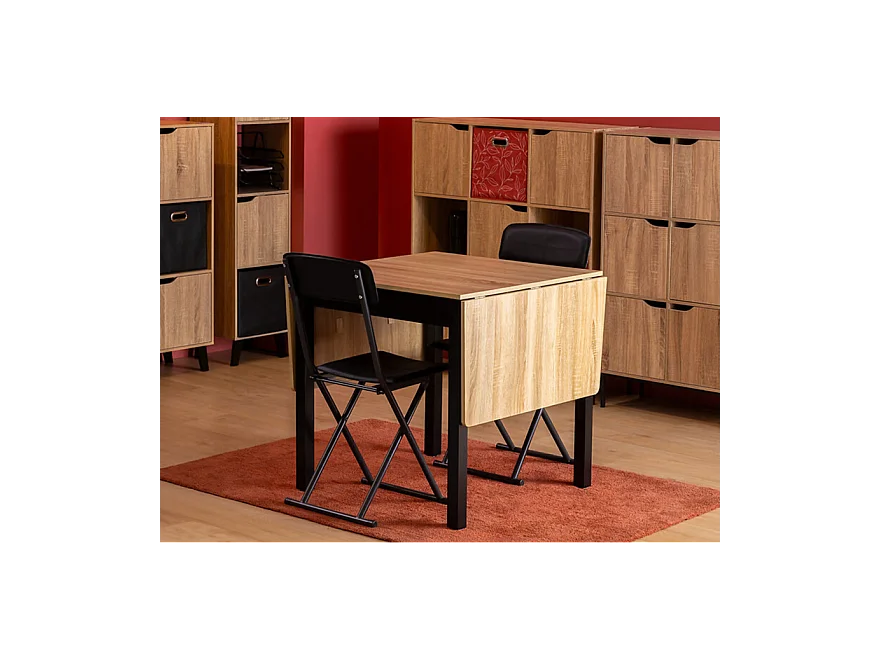 Table à manger extensible à rabat 2 à 6 places - Longueur 80-152 x Largeur 80 x hauteur 75 cm