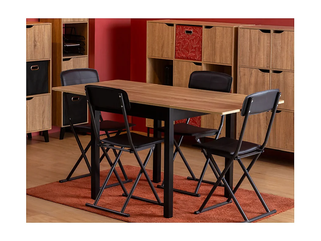 Table à manger extensible à rabat 2 à 6 places - Longueur 80-152 x Largeur 80 x hauteur 75 cm