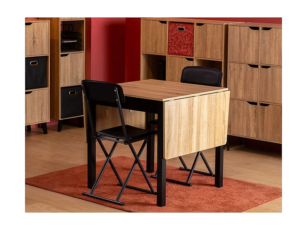 Table à manger extensible à rabat 2 à 6 places - Longueur 80-152 x Largeur 80 x hauteur 75 cm