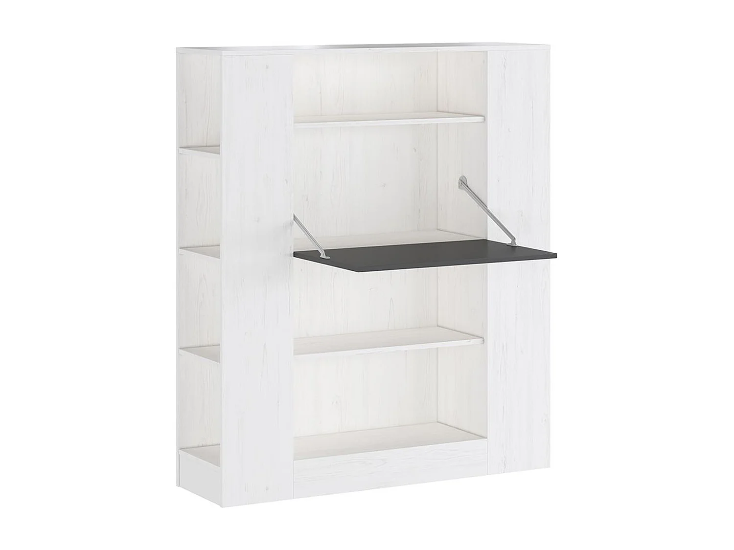 Etagère avec fonction bureau coloris graphite, pin anderson - Longueur 119,6 x profondeur 34,5 x hauteur 140 cm