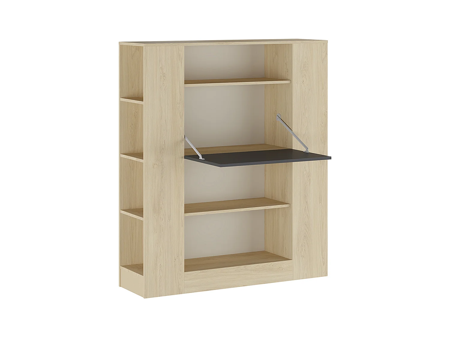 Etagère avec fonction bureau coloris puccini, graphite - Longueur 119,6 x profondeur 34,50 x hauteur 140 cm