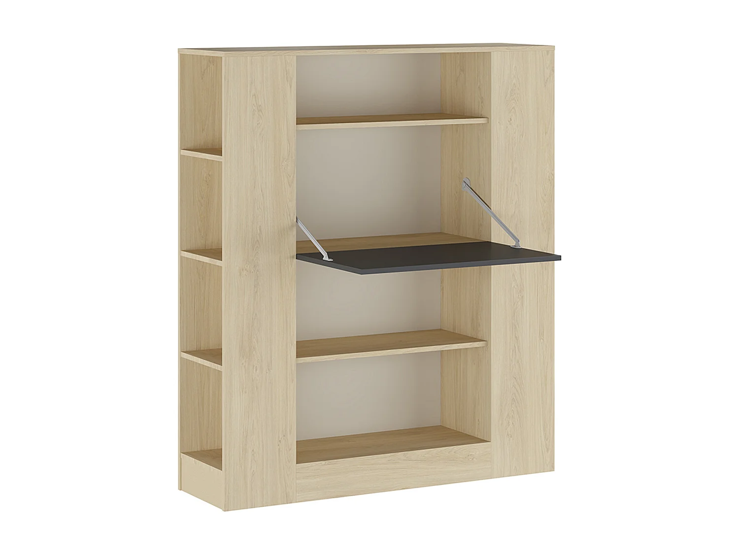Etagère avec fonction bureau coloris puccini, graphite - Longueur 119,6 x profondeur 34,50 x hauteur 140 cm