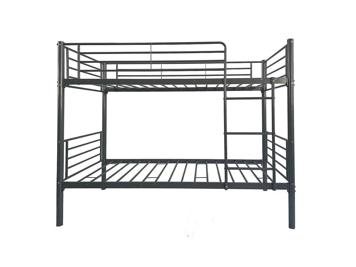 Lit superposé en métal coloris gris, couchage 90x190 cm - Longueur 200 x profondeur 97 x hauteur 161 cm