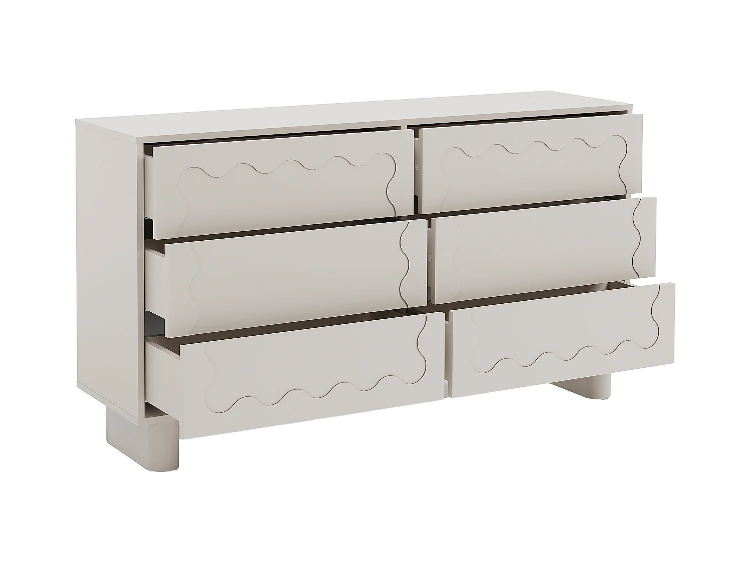 Commode 6 tiroirs – MDF – Beige – ANEZA