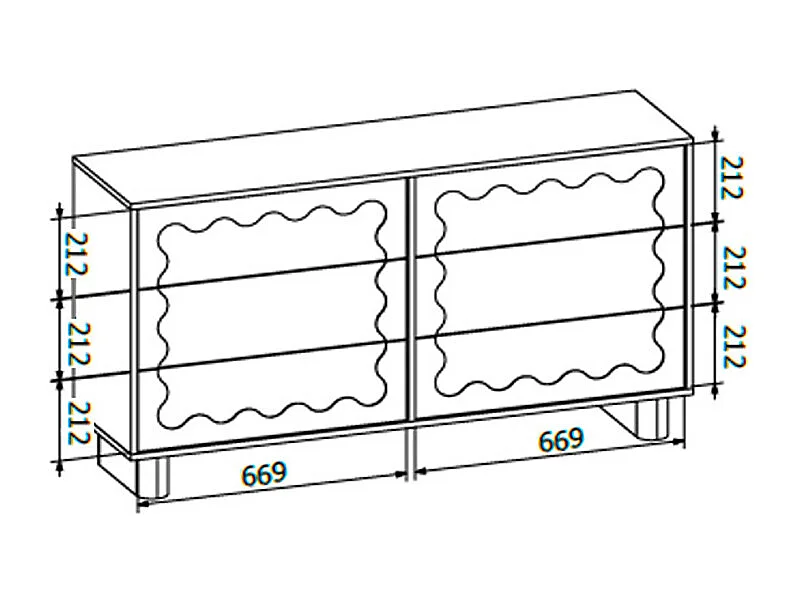 Commode 6 tiroirs – MDF – Beige – ANEZA