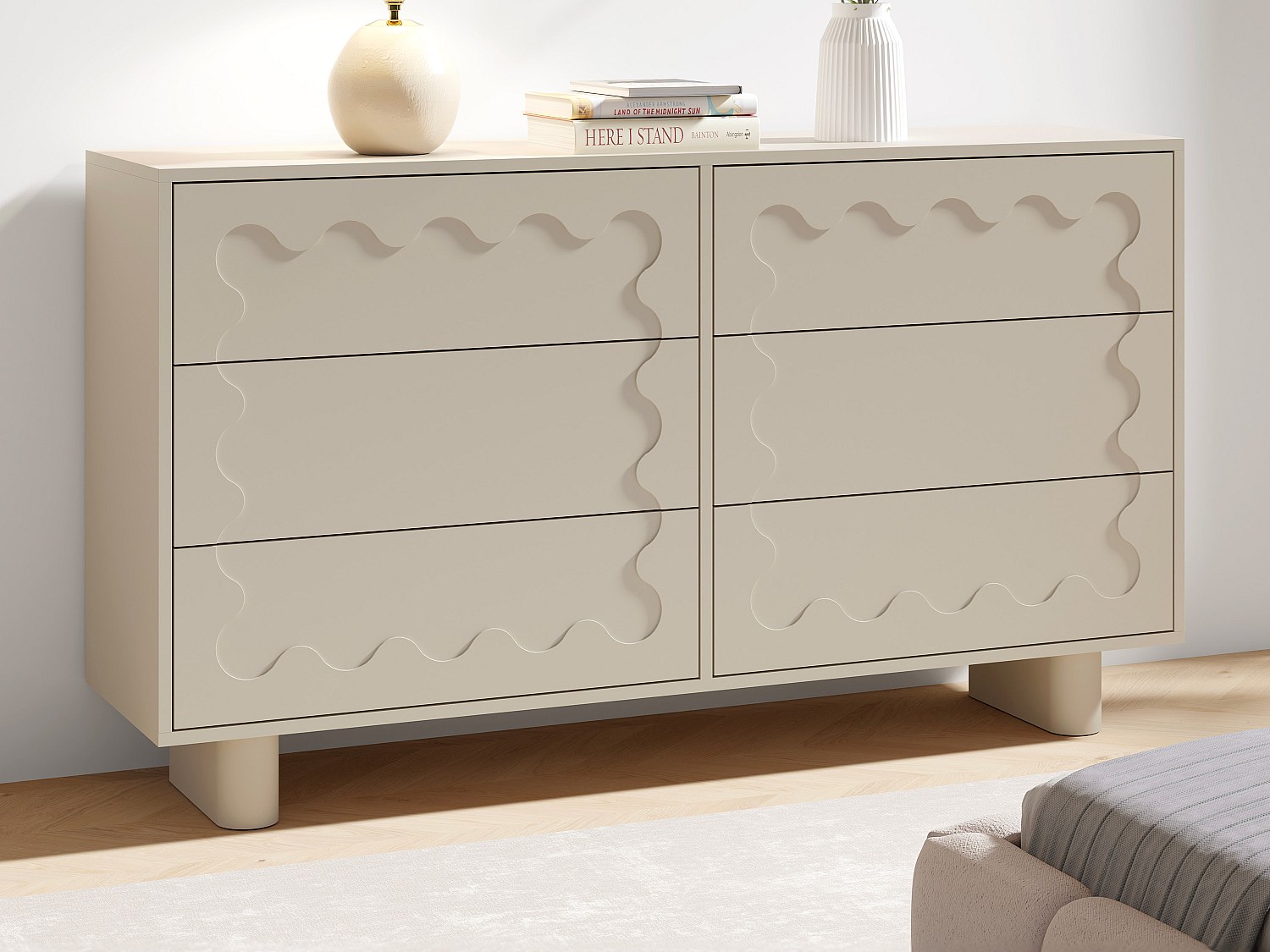 Kommode med 6 skuffer – MDF – Beige – ANEZA
