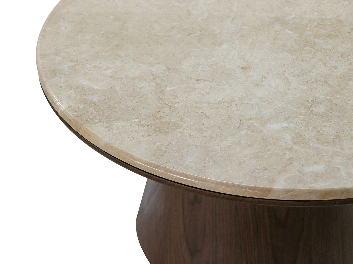 Table basse en marbre et placage noyer - Beige et naturel foncé - SADURA