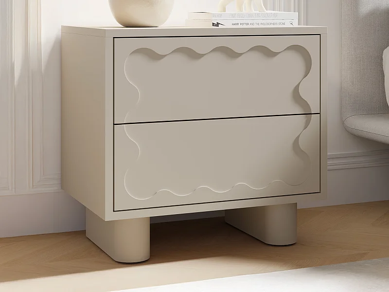 Zestaw 2 stolików nocnych - 2 szuflady - MDF - Beż - ANEZA