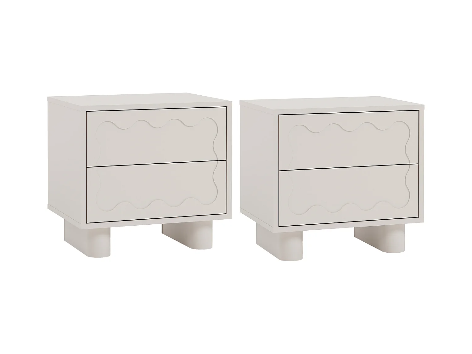 Lot de 2 tables de chevet – 2 tiroirs – MDF – Beige – ANEZA