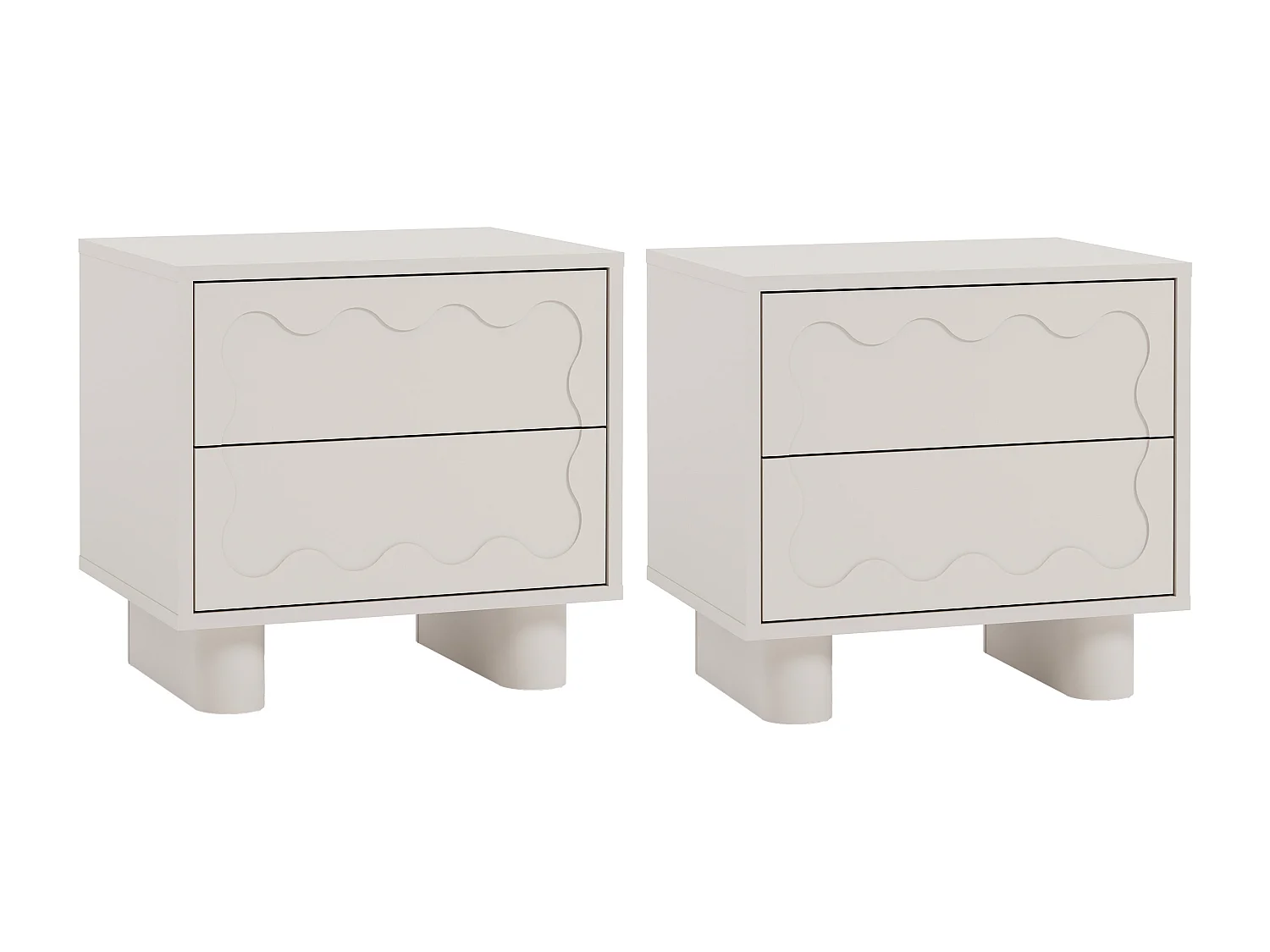 Set di 2 comodini – 2 cassetti – MDF – Beige – ANEZA