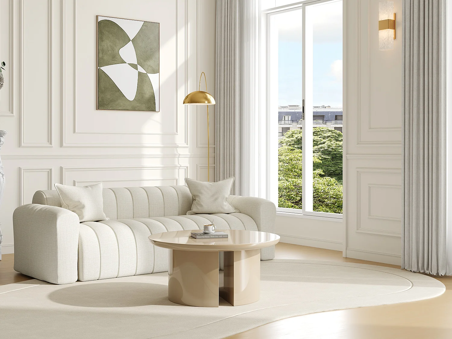 Table basse en MDF - Beige laqué - DERLALI