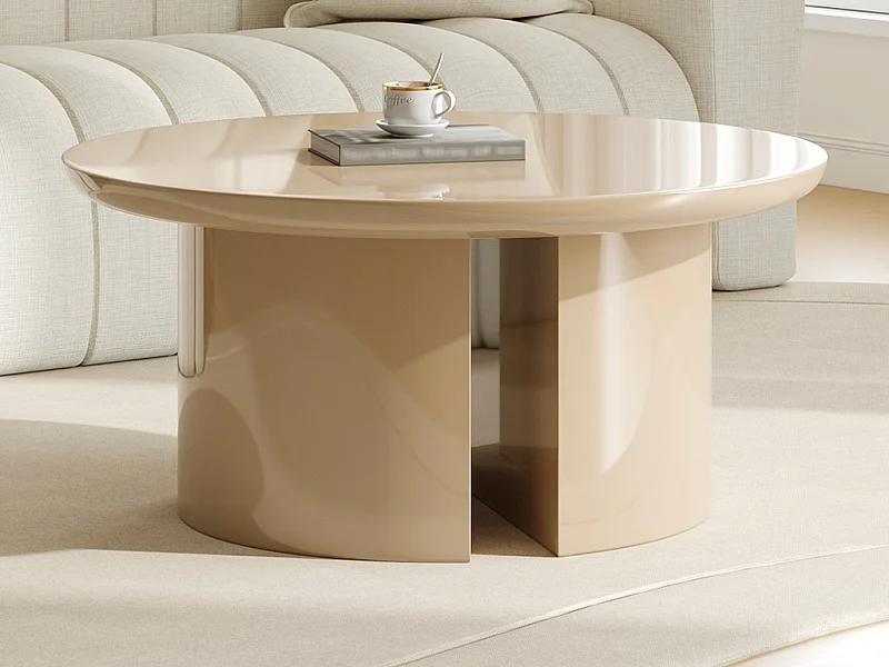 Table basse en MDF - Beige laqué - DERLALI