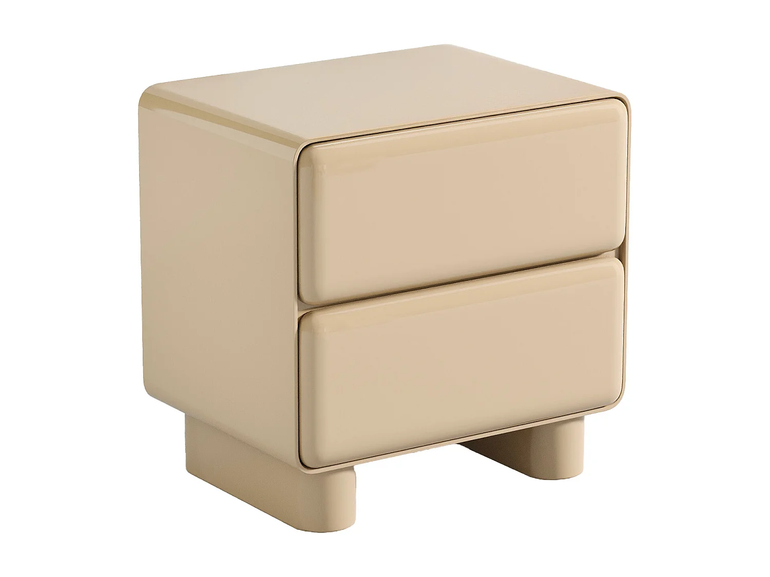 Table de chevet avec 2 tiroirs – MDF – Beige laqué - AUNELA