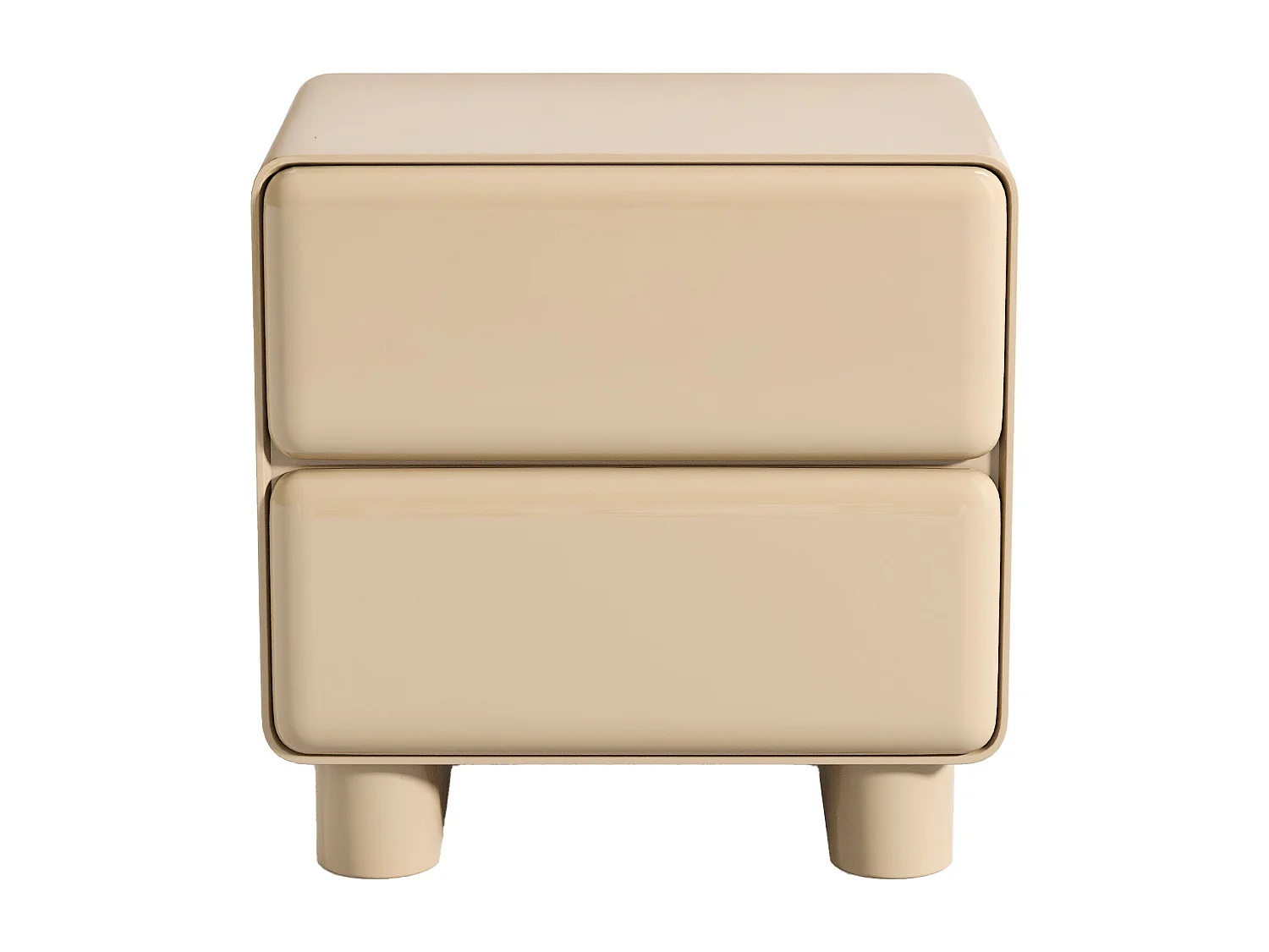 Table de chevet avec 2 tiroirs – MDF – Beige laqué - AUNELA