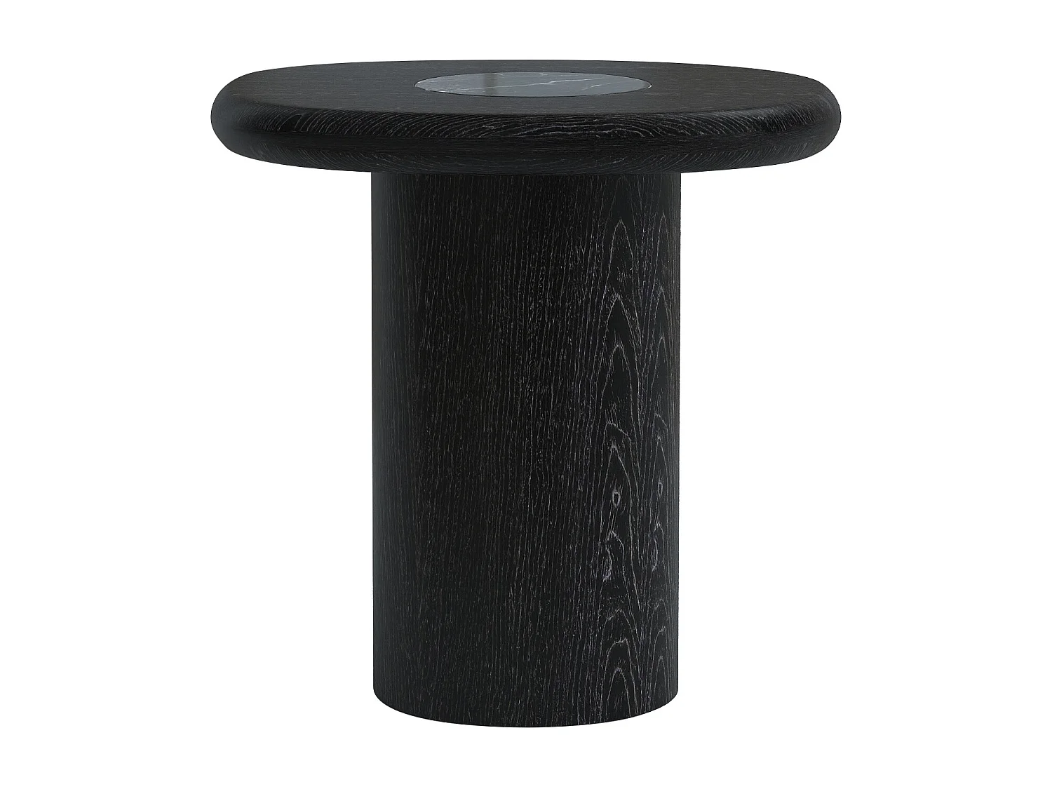 Table d'appoint en marbre et placage chêne - Noir - MARSULA
