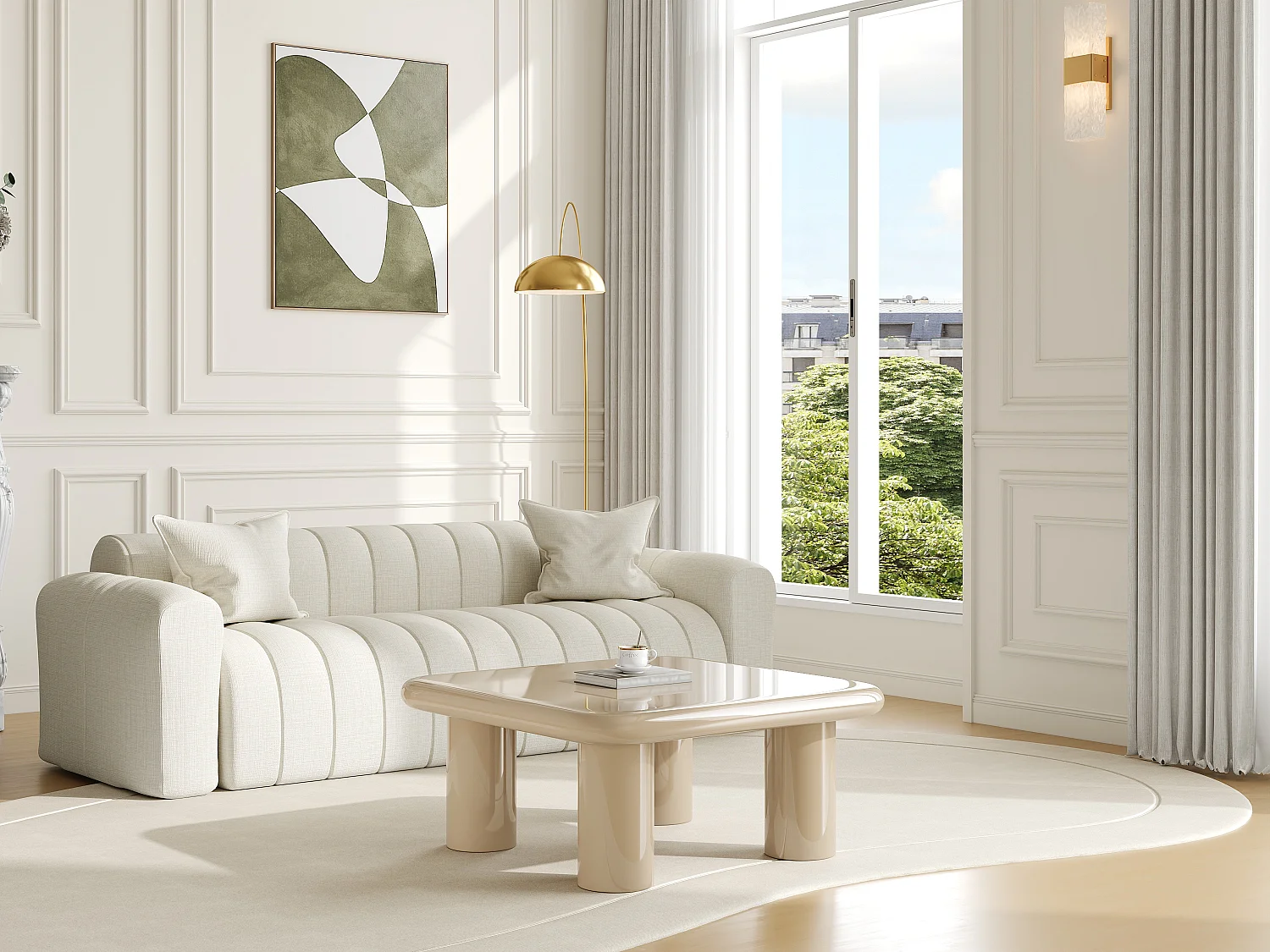 Table basse en MDF - Beige laqué - TAMISDA