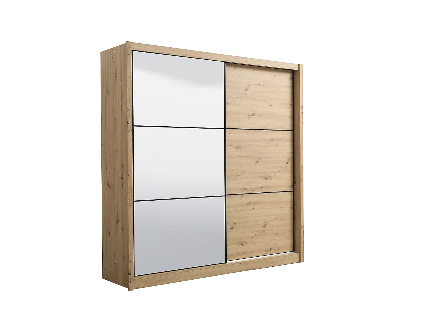 Armoire 2 portes – Avec miroir – L213 cm – Coloris : Naturel – MOLEPA