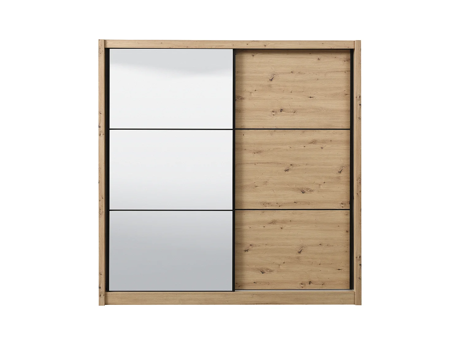 Armoire 2 portes – Avec miroir – L213 cm – Coloris : Naturel – MOLEPA