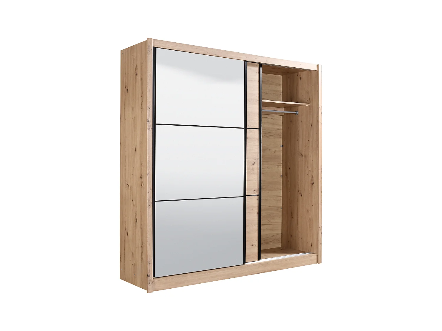 Armoire 2 portes – Avec miroir – L213 cm – Coloris : Naturel – MOLEPA