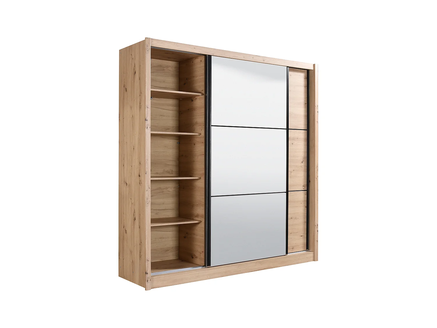 Armoire 2 portes – Avec miroir – L213 cm – Coloris : Naturel – MOLEPA