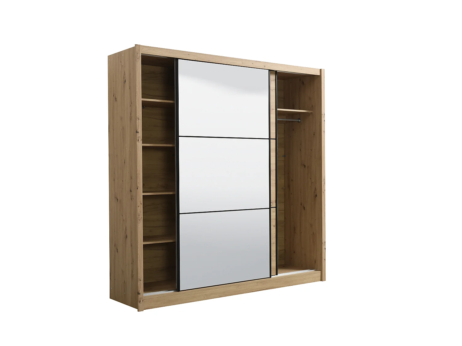 Armoire 2 portes – Avec miroir – L213 cm – Coloris : Naturel – MOLEPA