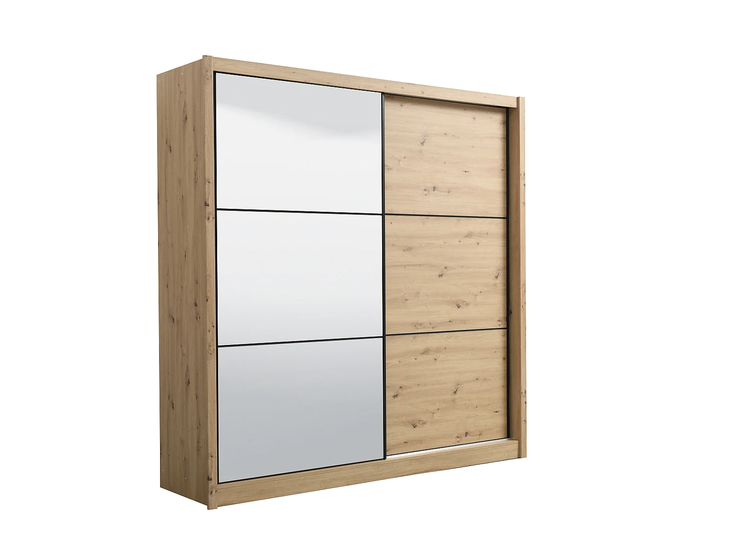 Armoire 2 portes – Avec miroir – L213 cm – Coloris : Naturel – MOLEPA