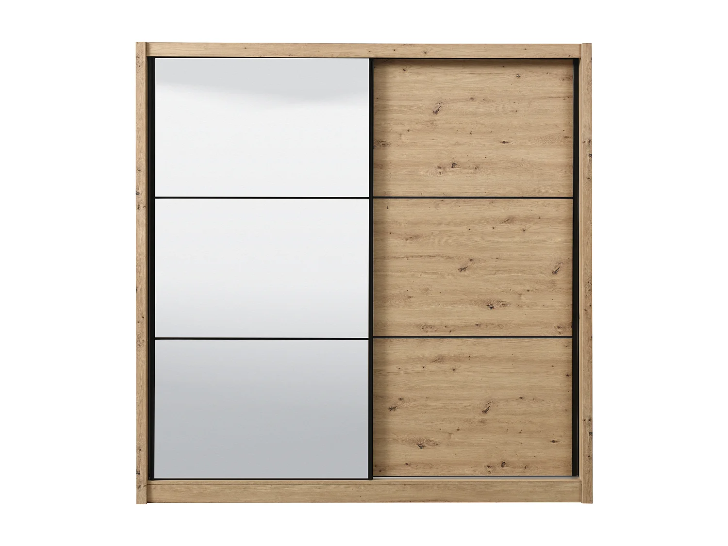 Armoire 2 portes – Avec miroir – L213 cm – Coloris : Naturel – MOLEPA