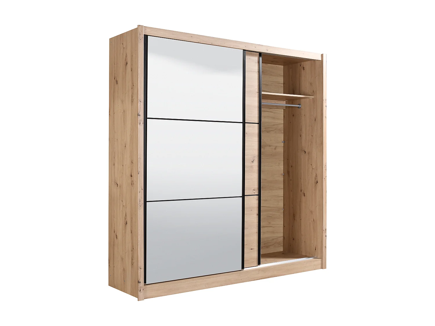 Armoire 2 portes – Avec miroir – L213 cm – Coloris : Naturel – MOLEPA