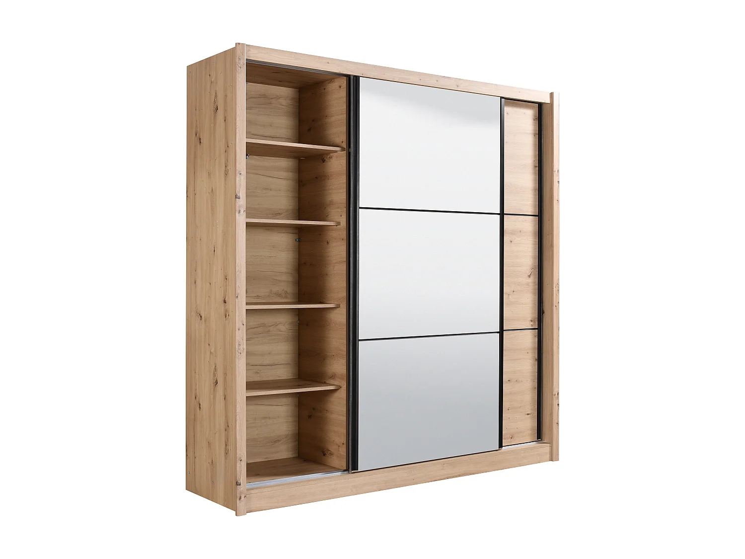 Armoire 2 portes – Avec miroir – L213 cm – Coloris : Naturel – MOLEPA