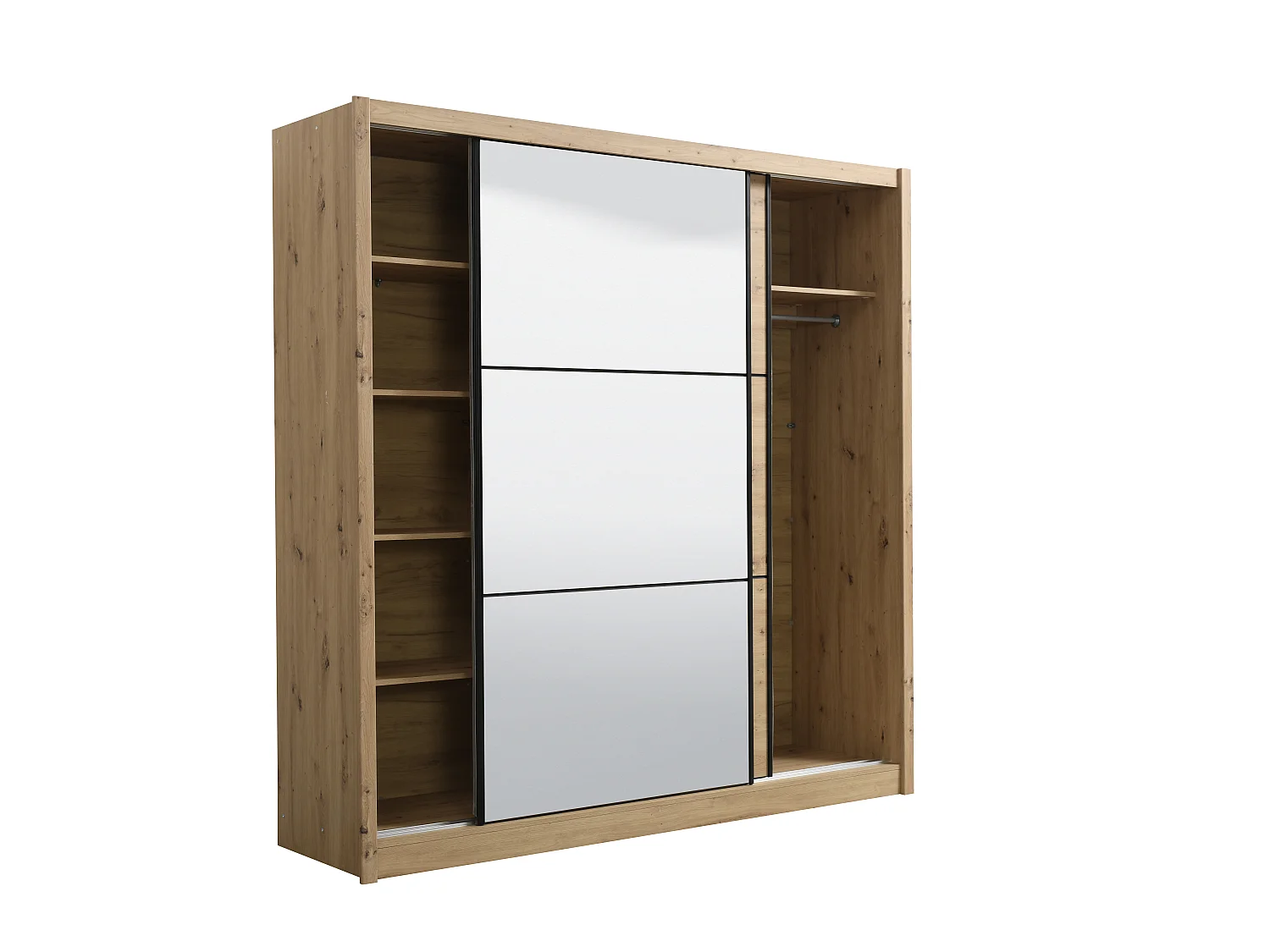 Armoire 2 portes – Avec miroir – L213 cm – Coloris : Naturel – MOLEPA