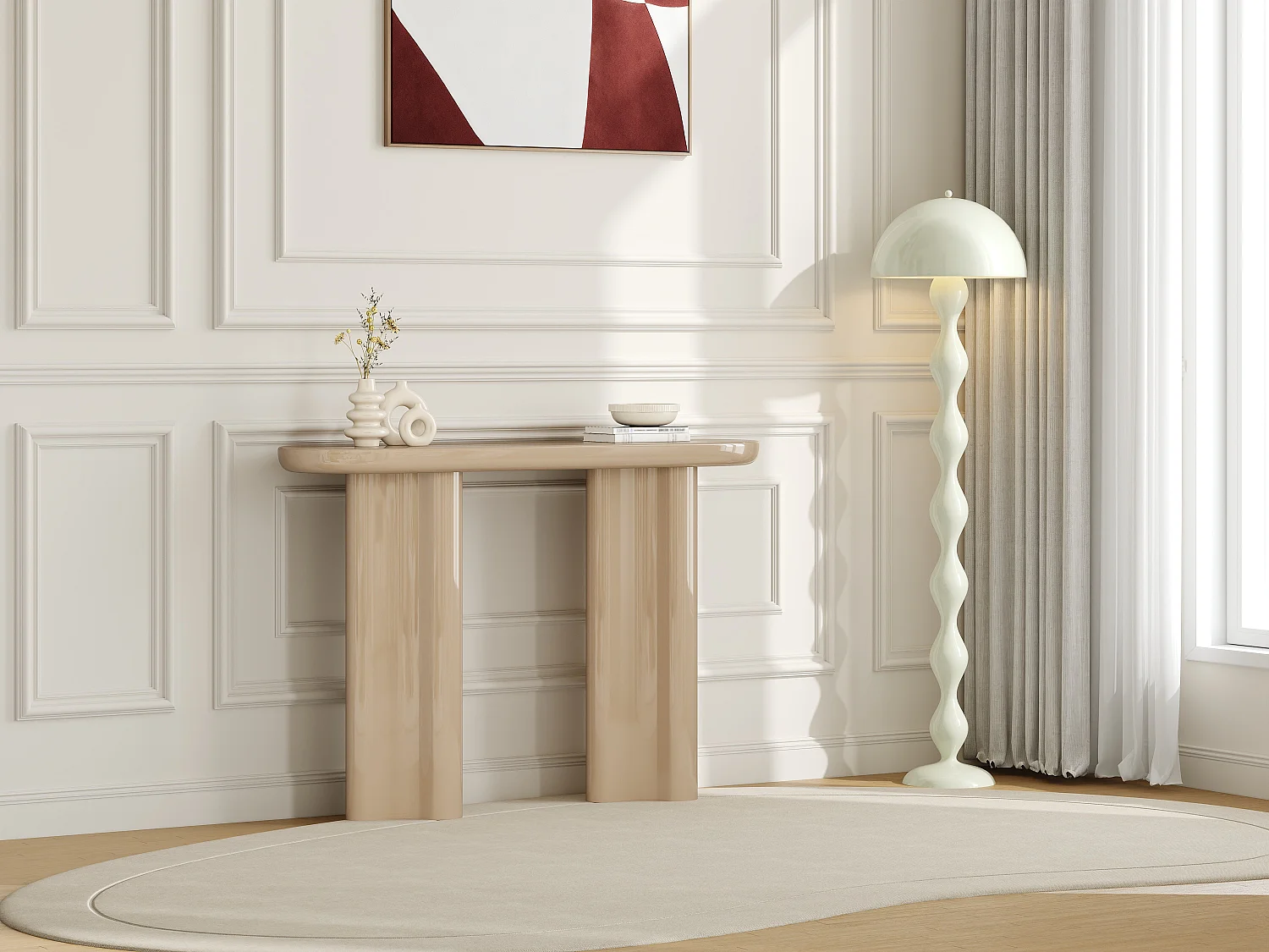 Console en MDF - Beige laqué - LESONA
