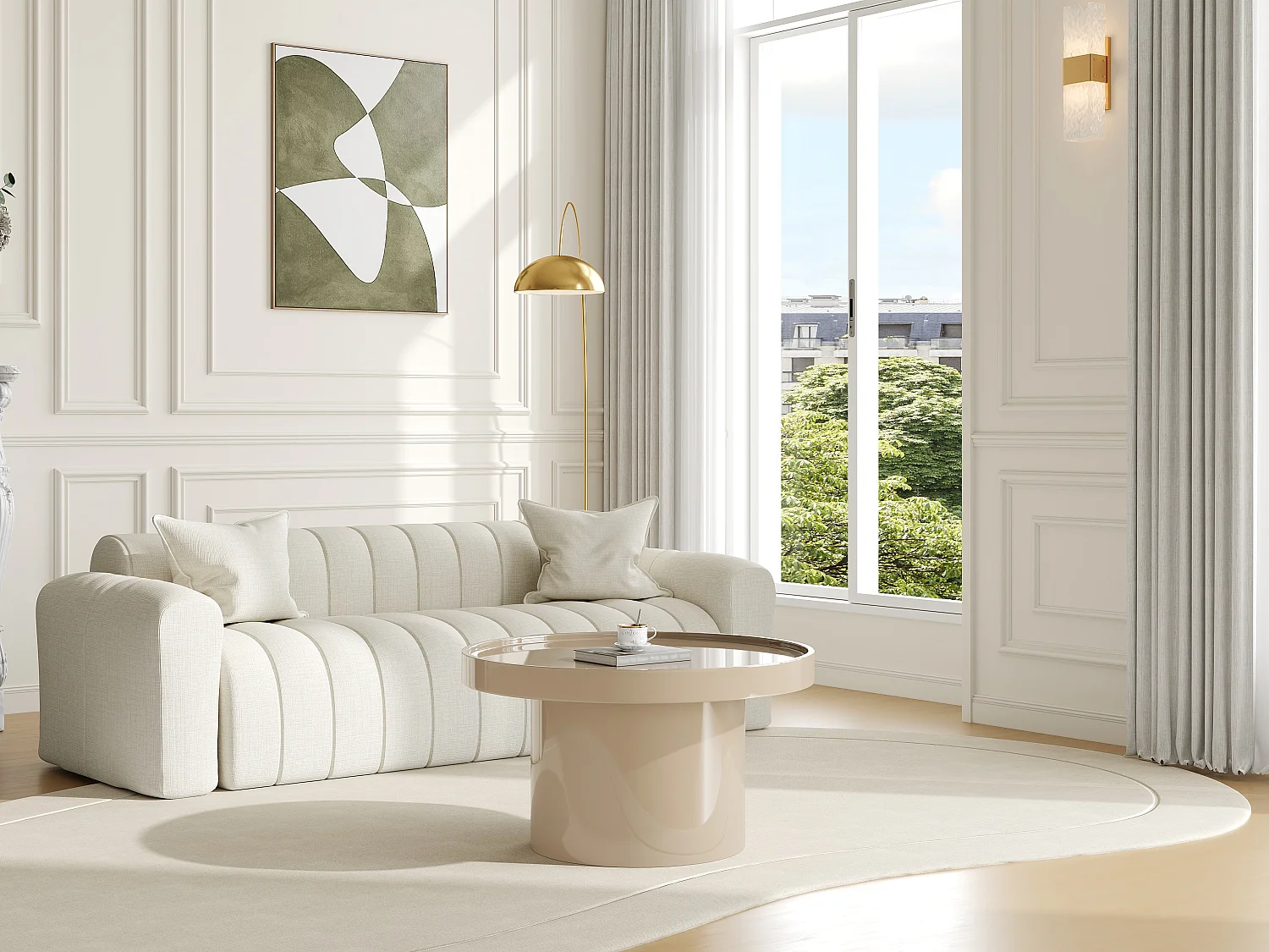 Table basse en MDF - Beige laqué - SYBEVA