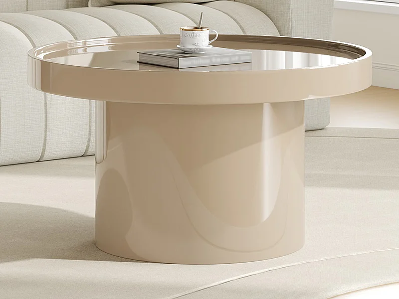 Table basse en MDF - Beige laqué - SYBEVA