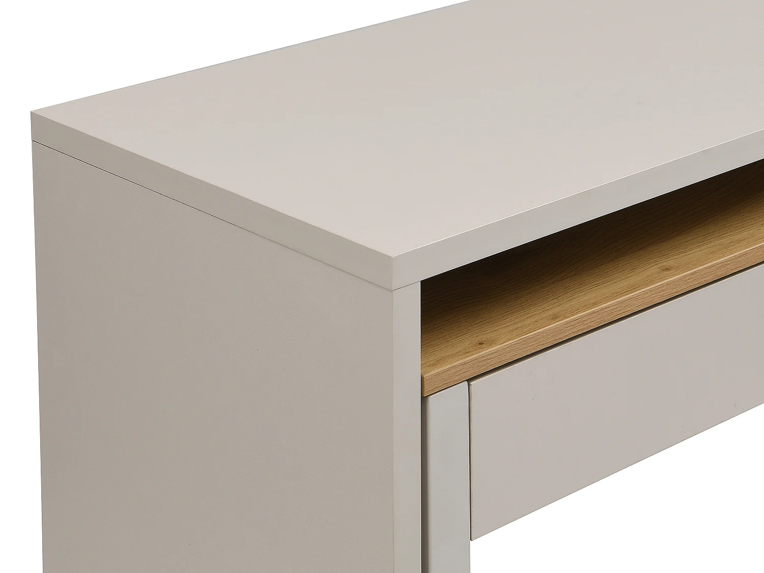 Bureau console extensible avec 2 tiroirs - Beige et naturel - LOAVIA