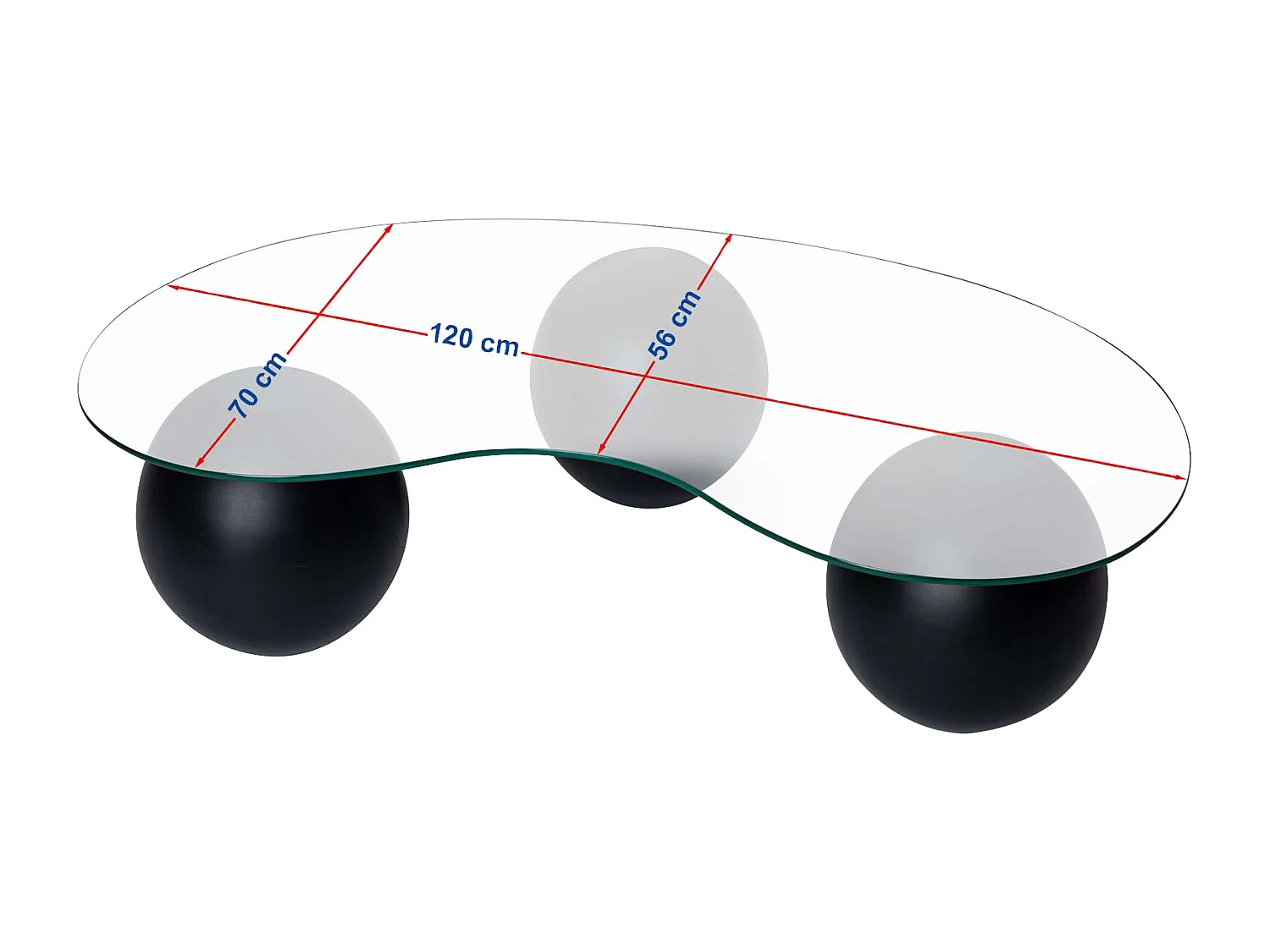 Table basse en verre trempé - Transparent et noir - DENISA