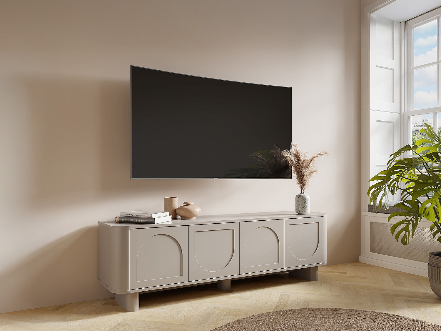 Vente-unique Tv-Möbel - 4 Türen - Taupe - Bristana